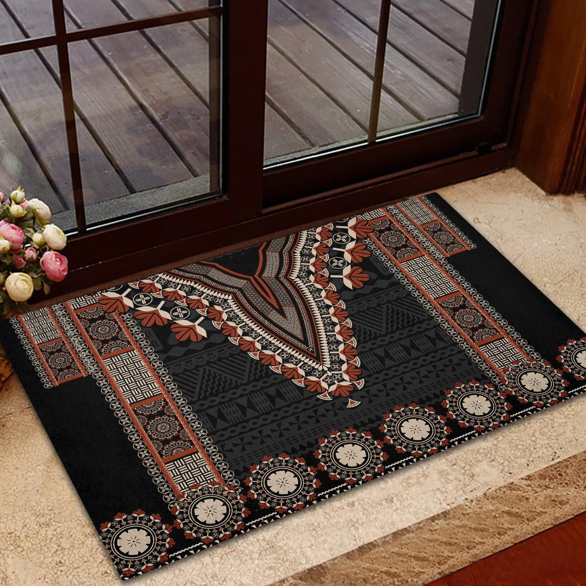 Bula Fiji Dashiki Vintage Fijian Masi Tapa Pattern Rubber Doormat LT14 - Polynesian Pride