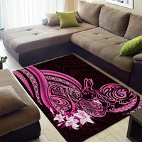 Pink Polynesia Easter Day Area Rug Eggs With Bunny Polynesian Pattern