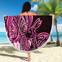 Pink Polynesia Easter Day Beach Blanket Eggs With Bunny Polynesian Pattern LT14 - Polynesian Pride