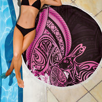 Pink Polynesia Easter Day Beach Blanket Eggs With Bunny Polynesian Pattern LT14 - Polynesian Pride
