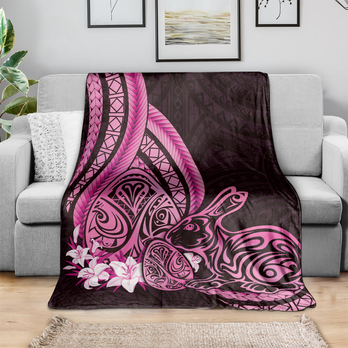 Pink Polynesia Easter Day Blanket Eggs With Bunny Polynesian Pattern LT14 - Polynesian Pride