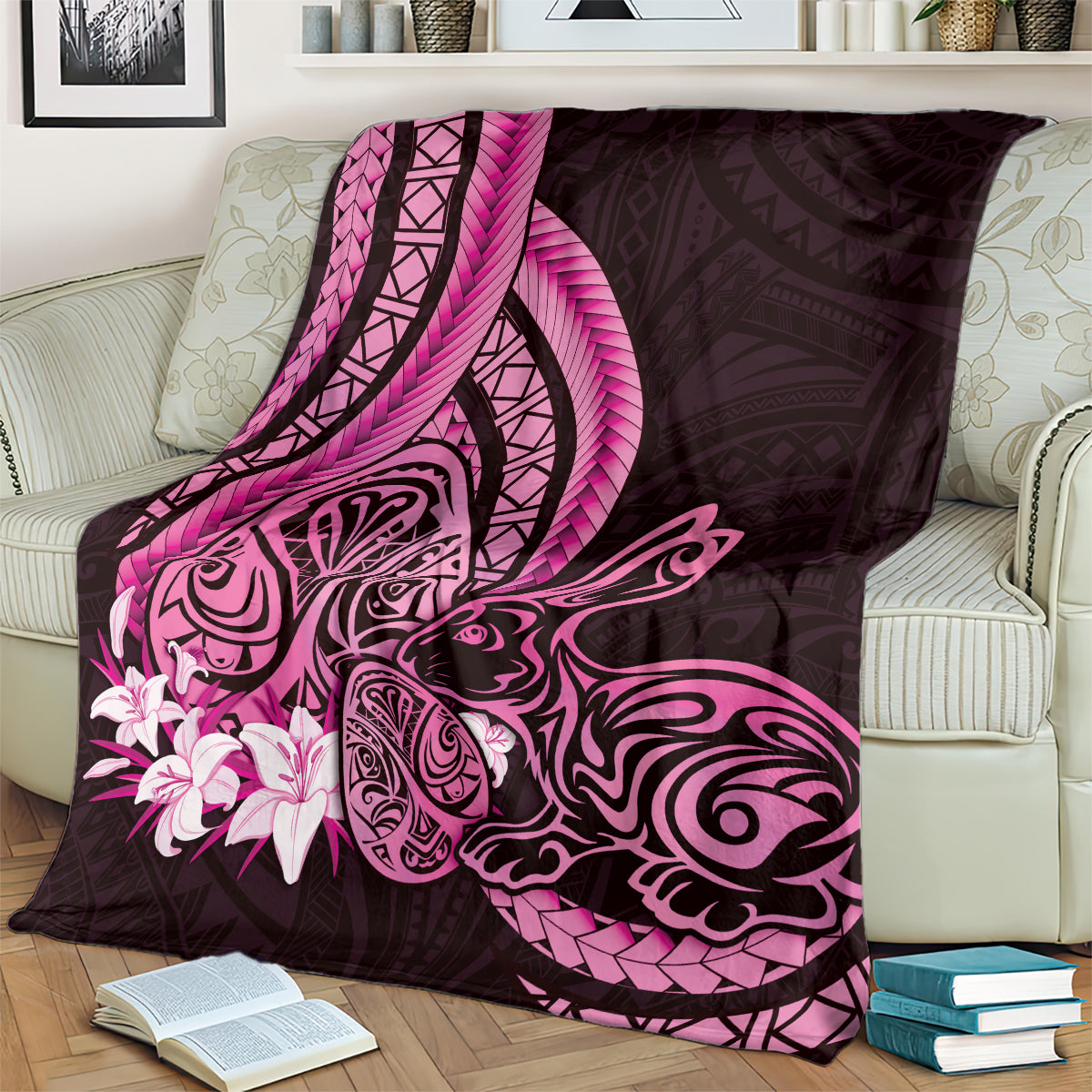 Pink Polynesia Easter Day Blanket Eggs With Bunny Polynesian Pattern LT14 - Polynesian Pride