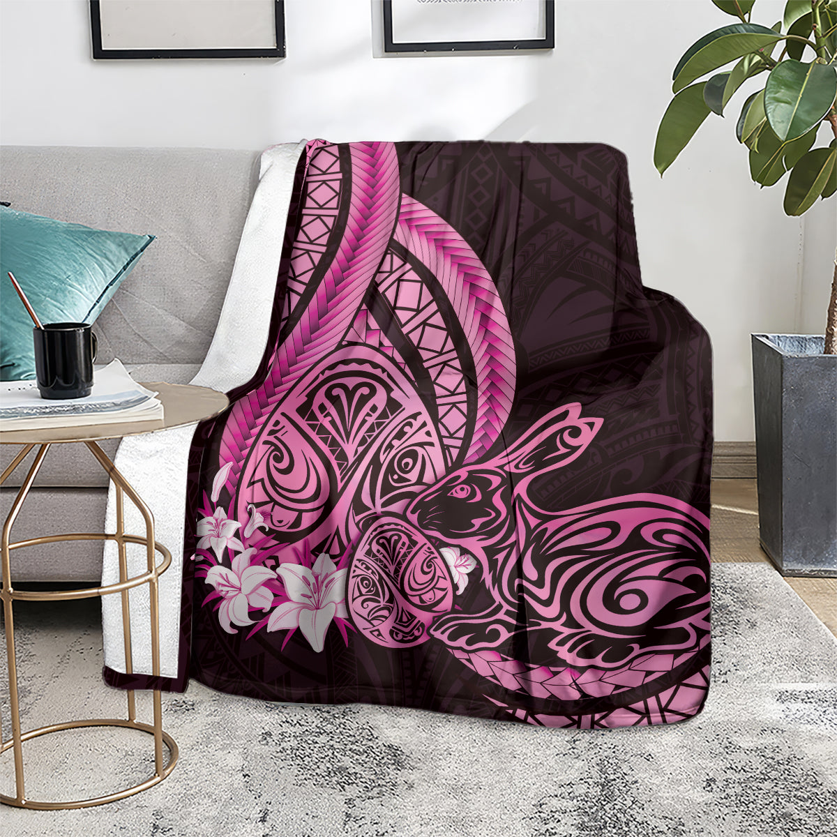 Pink Polynesia Easter Day Blanket Eggs With Bunny Polynesian Pattern LT14 - Polynesian Pride