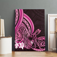 Pink Polynesia Easter Day Canvas Wall Art Eggs With Bunny Polynesian Pattern LT14 - Polynesian Pride