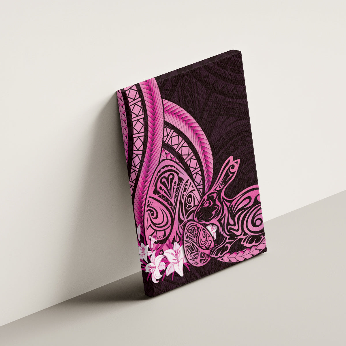 Pink Polynesia Easter Day Canvas Wall Art Eggs With Bunny Polynesian Pattern LT14 - Polynesian Pride