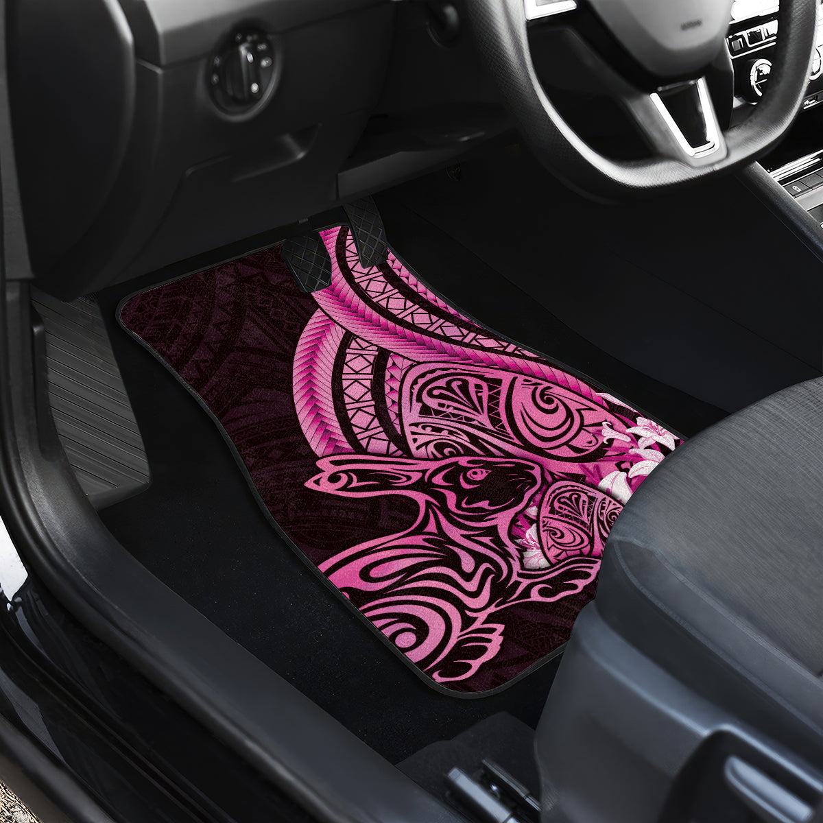 Pink Polynesia Easter Day Car Mats Eggs With Bunny Polynesian Pattern LT14 - Polynesian Pride