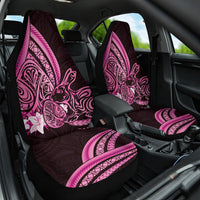 Pink Polynesia Easter Day Car Seat Cover Eggs With Bunny Polynesian Pattern