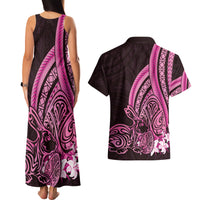Pink Polynesia Easter Day Couples Matching Tank Maxi Dress and Hawaiian Shirt Eggs With Bunny Polynesian Pattern LT14 - Polynesian Pride