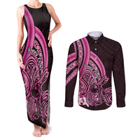 Pink Polynesia Easter Day Couples Matching Tank Maxi Dress and Long Sleeve Button Shirt Eggs With Bunny Polynesian Pattern LT14 Pink - Polynesian Pride