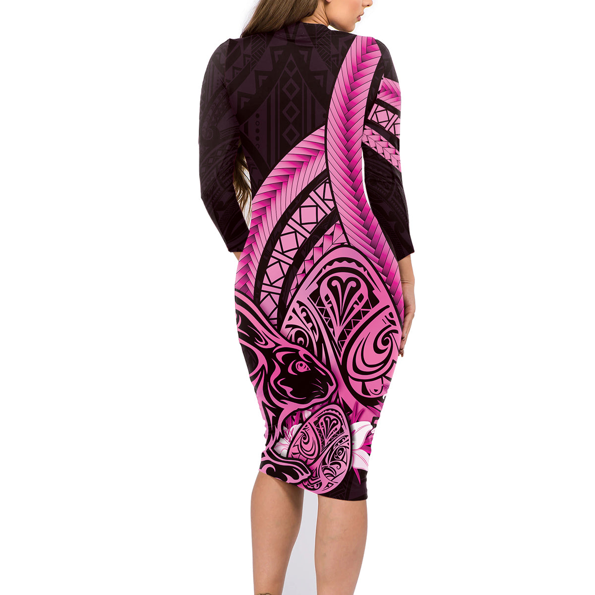 Pink Polynesia Easter Day Family Matching Long Sleeve Bodycon Dress and Hawaiian Shirt Eggs With Bunny Polynesian Pattern LT14 - Polynesian Pride
