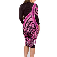 Pink Polynesia Easter Day Family Matching Long Sleeve Bodycon Dress and Hawaiian Shirt Eggs With Bunny Polynesian Pattern LT14 - Polynesian Pride