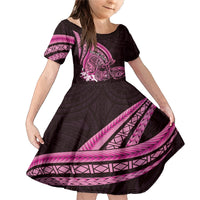 Pink Polynesia Easter Day Family Matching Mermaid Dress and Hawaiian Shirt Eggs With Bunny Polynesian Pattern LT14 Daughter's Dress Pink - Polynesian Pride