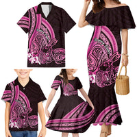 Pink Polynesia Easter Day Family Matching Mermaid Dress and Hawaiian Shirt Eggs With Bunny Polynesian Pattern LT14 - Polynesian Pride