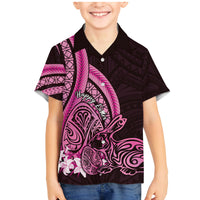 Pink Polynesia Easter Day Family Matching Mermaid Dress and Hawaiian Shirt Eggs With Bunny Polynesian Pattern LT14 Son's Shirt Pink - Polynesian Pride