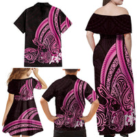 Pink Polynesia Easter Day Family Matching Off Shoulder Maxi Dress and Hawaiian Shirt Eggs With Bunny Polynesian Pattern LT14 - Polynesian Pride