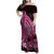 Pink Polynesia Easter Day Family Matching Off Shoulder Maxi Dress and Hawaiian Shirt Eggs With Bunny Polynesian Pattern