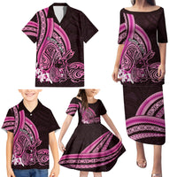 Pink Polynesia Easter Day Family Matching Puletasi and Hawaiian Shirt Eggs With Bunny Polynesian Pattern LT14 - Polynesian Pride