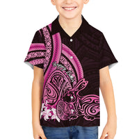 Pink Polynesia Easter Day Family Matching Short Sleeve Bodycon Dress and Hawaiian Shirt Eggs With Bunny Polynesian Pattern LT14 Son's Shirt Pink - Polynesian Pride