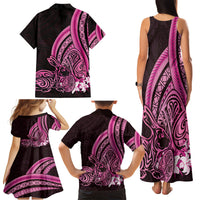 Pink Polynesia Easter Day Family Matching Tank Maxi Dress and Hawaiian Shirt Eggs With Bunny Polynesian Pattern LT14 - Polynesian Pride