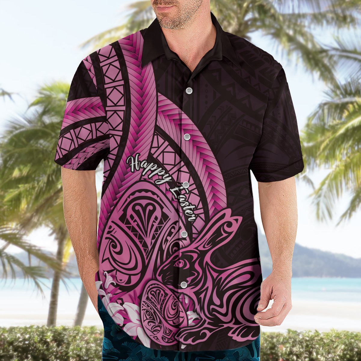 Pink Polynesia Easter Day Hawaiian Shirt Eggs With Bunny Polynesian Pattern LT14 - Polynesian Pride