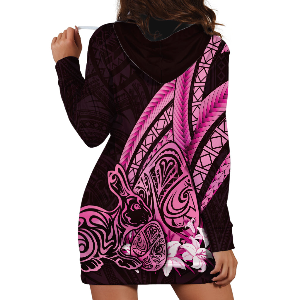 Pink Polynesia Easter Day Hoodie Dress Eggs With Bunny Polynesian Pattern LT14 - Polynesian Pride