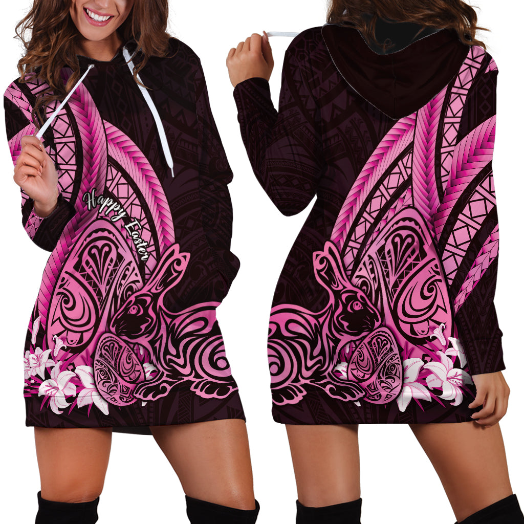 Pink Polynesia Easter Day Hoodie Dress Eggs With Bunny Polynesian Pattern LT14 - Polynesian Pride