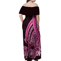 Pink Polynesia Easter Day Off Shoulder Maxi Dress Eggs With Bunny Polynesian Pattern LT14 - Polynesian Pride