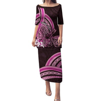 Pink Polynesia Easter Day Puletasi Eggs With Bunny Polynesian Pattern LT14 Long Dress Pink - Polynesian Pride