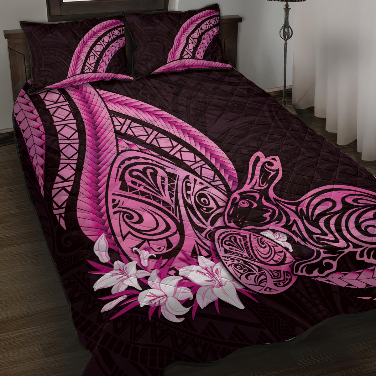 Pink Polynesia Easter Day Quilt Bed Set Eggs With Bunny Polynesian Pattern LT14 Pink - Polynesian Pride