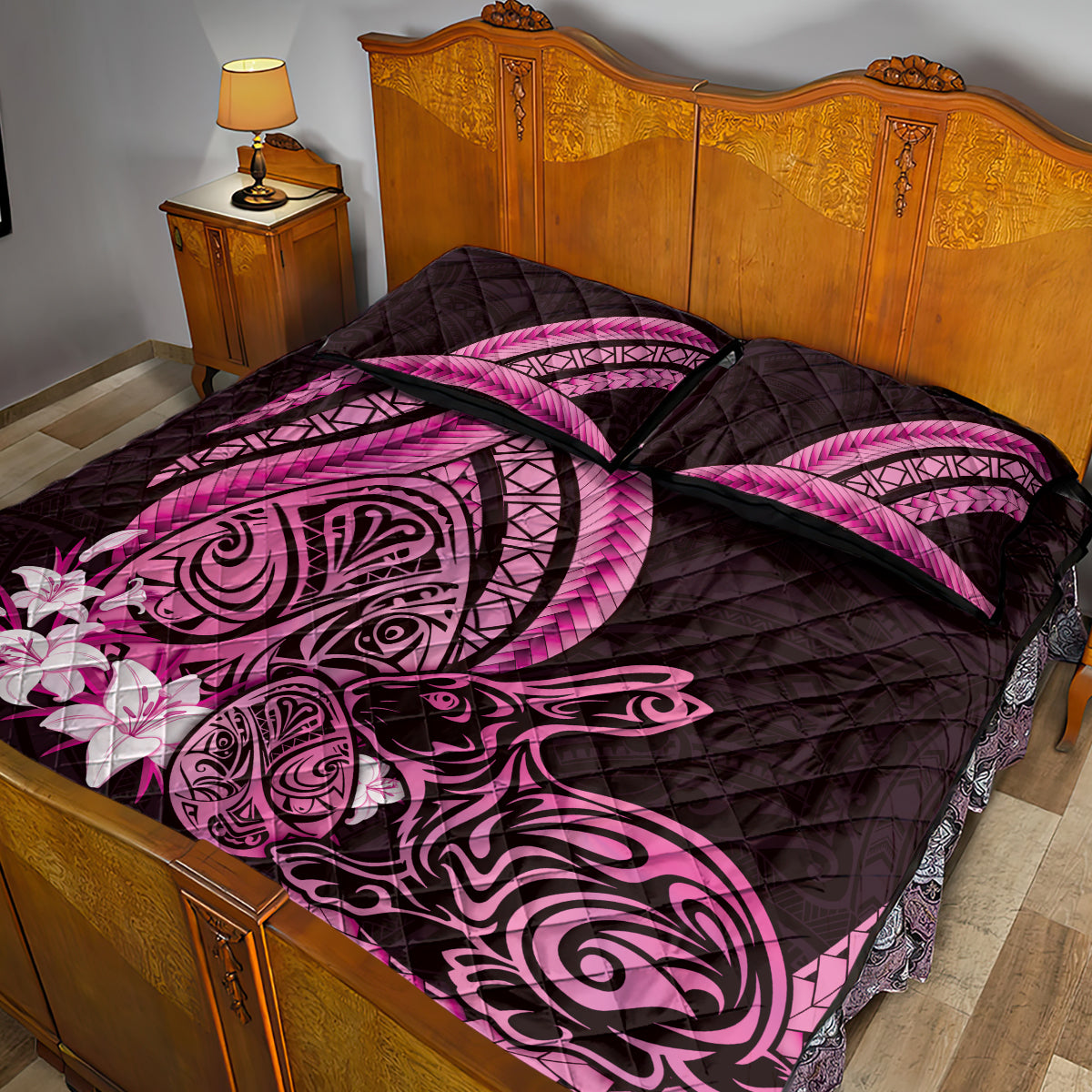 Pink Polynesia Easter Day Quilt Bed Set Eggs With Bunny Polynesian Pattern LT14 - Polynesian Pride