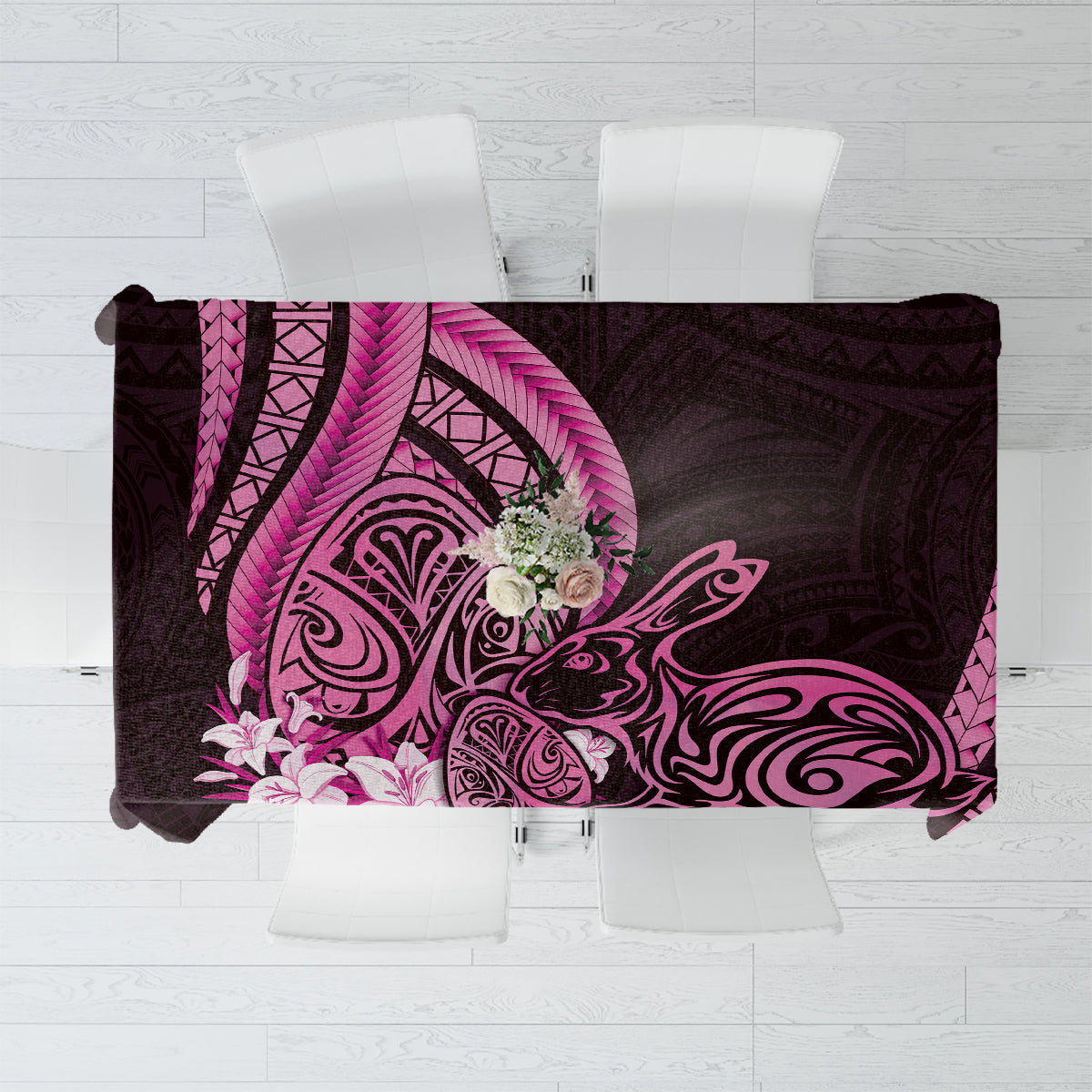 Pink Polynesia Easter Day Tablecloth Eggs With Bunny Polynesian Pattern LT14 Pink - Polynesian Pride