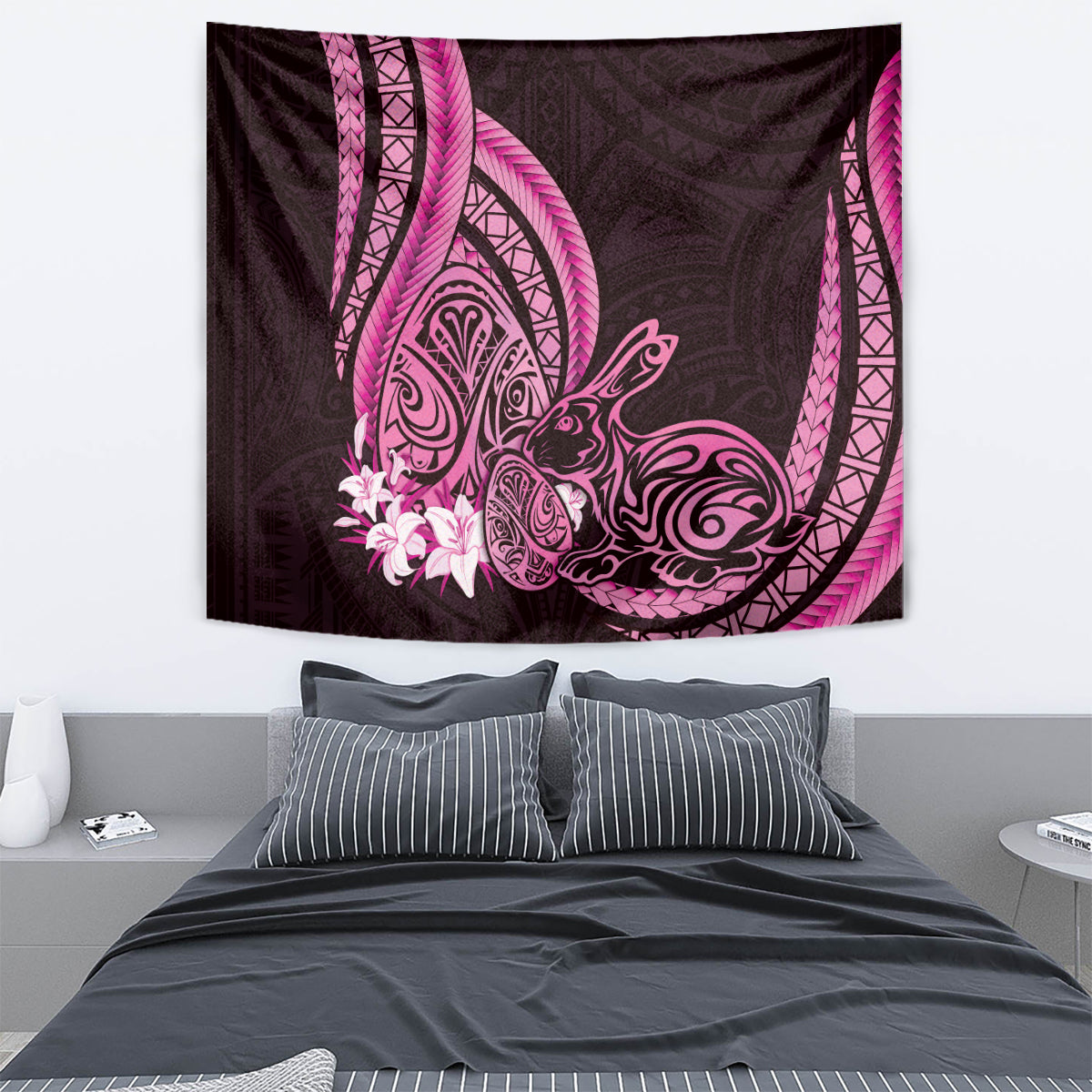 Pink Polynesia Easter Day Tapestry Eggs With Bunny Polynesian Pattern LT14 - Polynesian Pride