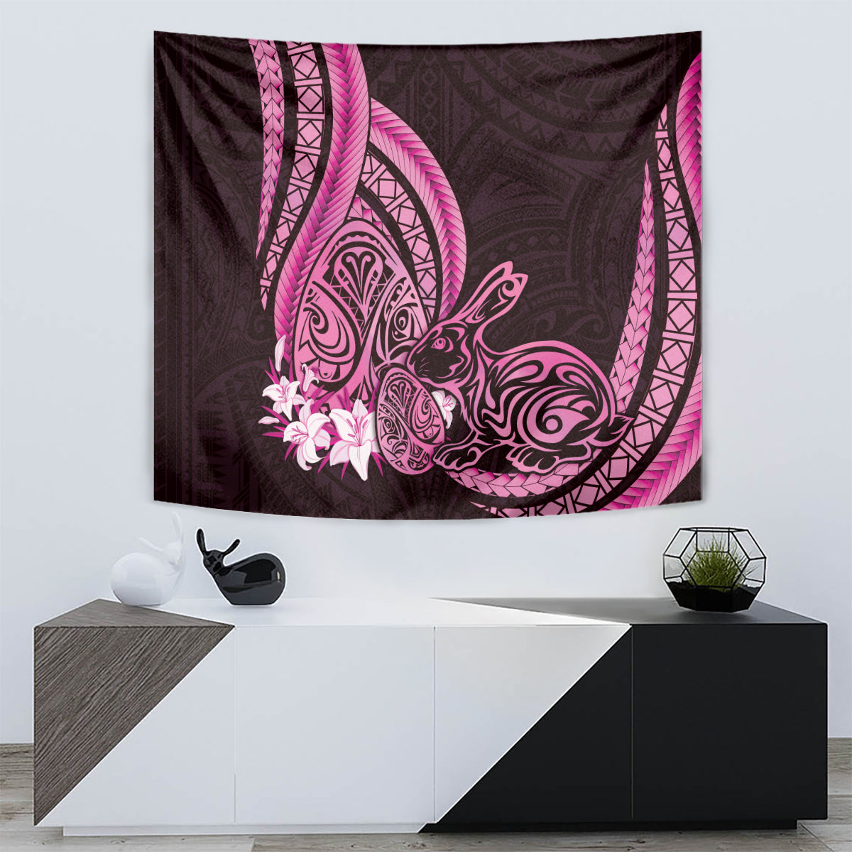 Pink Polynesia Easter Day Tapestry Eggs With Bunny Polynesian Pattern LT14 - Polynesian Pride