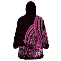 Pink Polynesia Easter Day Wearable Blanket Hoodie Eggs With Bunny Polynesian Pattern LT14 - Polynesian Pride