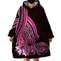Pink Polynesia Easter Day Wearable Blanket Hoodie Eggs With Bunny Polynesian Pattern LT14 - Polynesian Pride