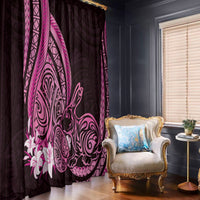 Pink Polynesia Easter Day Window Curtain Eggs With Bunny Polynesian Pattern LT14 - Polynesian Pride