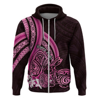 Pink Polynesia Easter Day Zip Hoodie Eggs With Bunny Polynesian Pattern