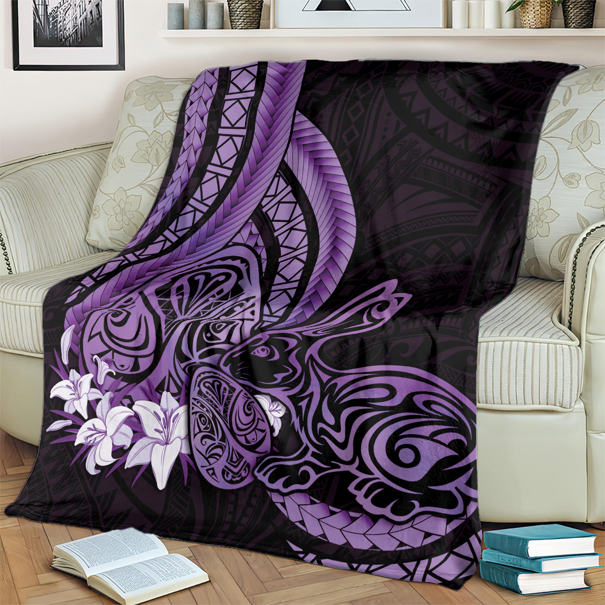 Purple Polynesia Easter Day Blanket Eggs With Bunny Polynesian Pattern LT14 - Polynesian Pride