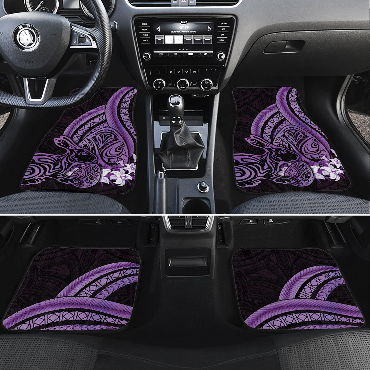 Purple Polynesia Easter Day Car Mats Eggs With Bunny Polynesian Pattern