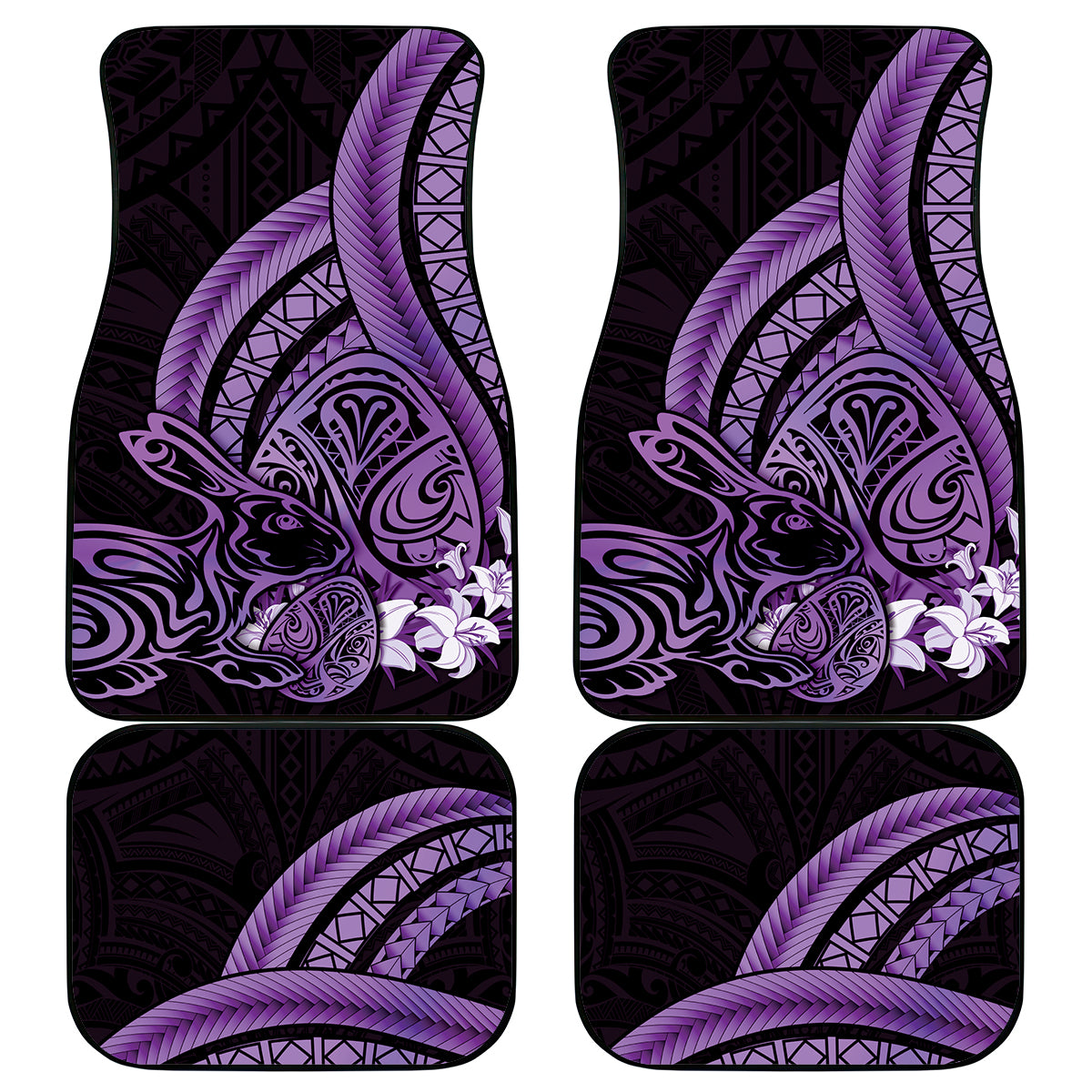 Purple Polynesia Easter Day Car Mats Eggs With Bunny Polynesian Pattern LT14 - Polynesian Pride