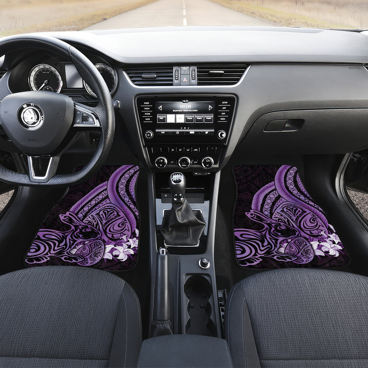 Purple Polynesia Easter Day Car Mats Eggs With Bunny Polynesian Pattern LT14 Set 2pcs - Front Purple - Polynesian Pride