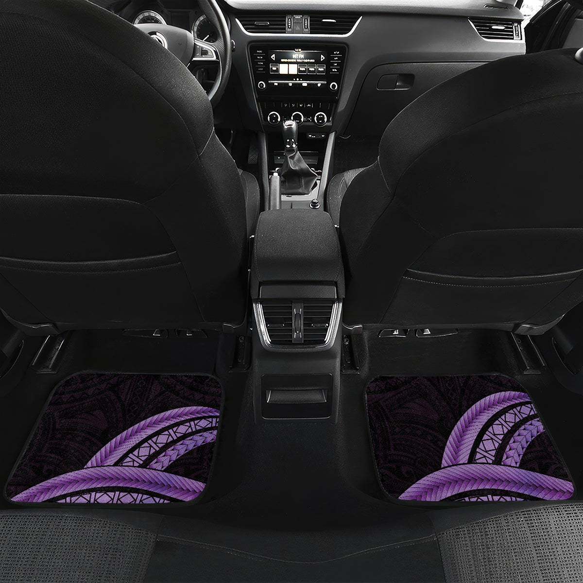 Purple Polynesia Easter Day Car Mats Eggs With Bunny Polynesian Pattern LT14 Set 2pcs - Back Purple - Polynesian Pride
