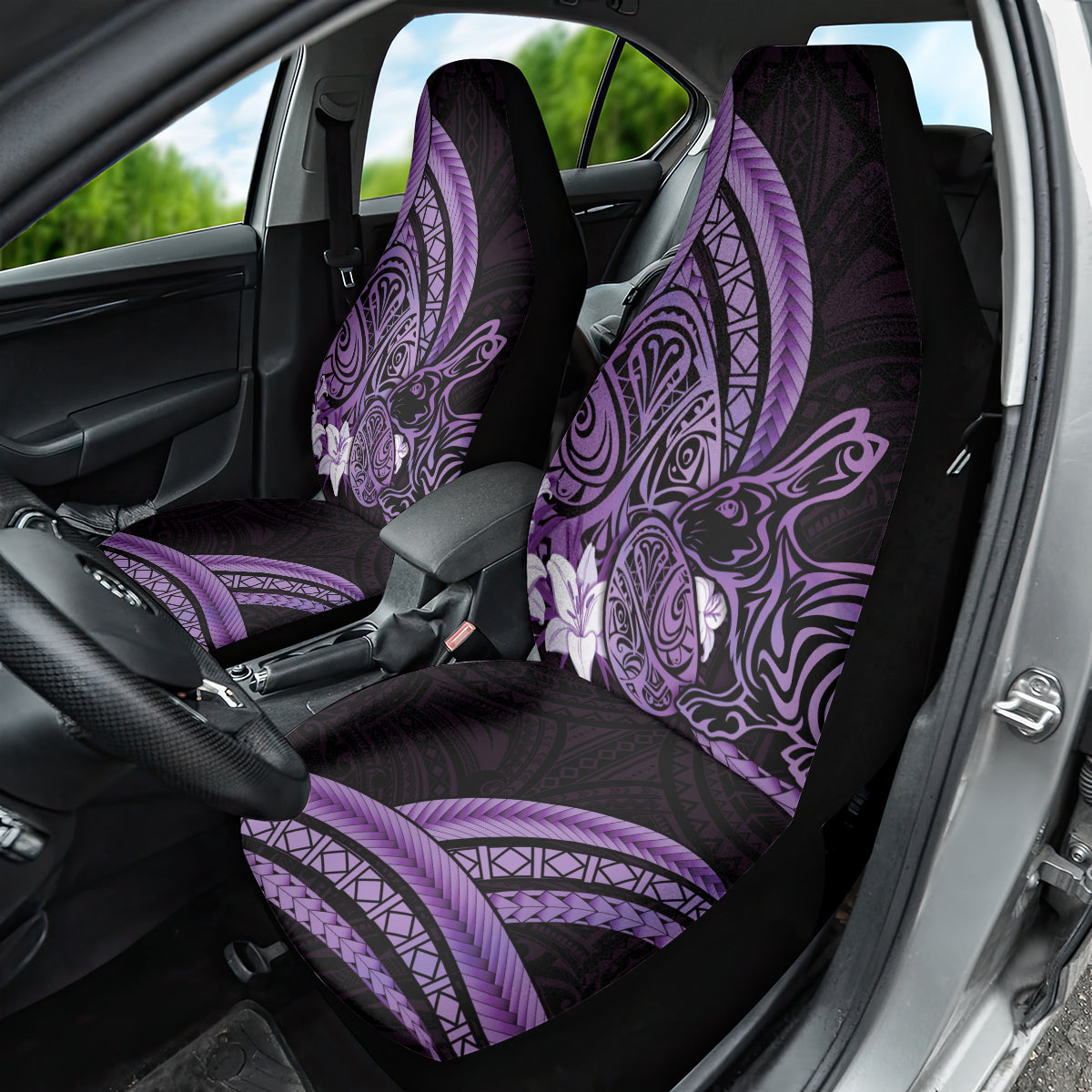 Purple Polynesia Easter Day Car Seat Cover Eggs With Bunny Polynesian Pattern