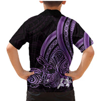 Purple Polynesia Easter Day Family Matching Mermaid Dress and Hawaiian Shirt Eggs With Bunny Polynesian Pattern LT14 - Polynesian Pride