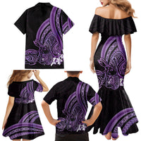 Purple Polynesia Easter Day Family Matching Mermaid Dress and Hawaiian Shirt Eggs With Bunny Polynesian Pattern LT14 - Polynesian Pride