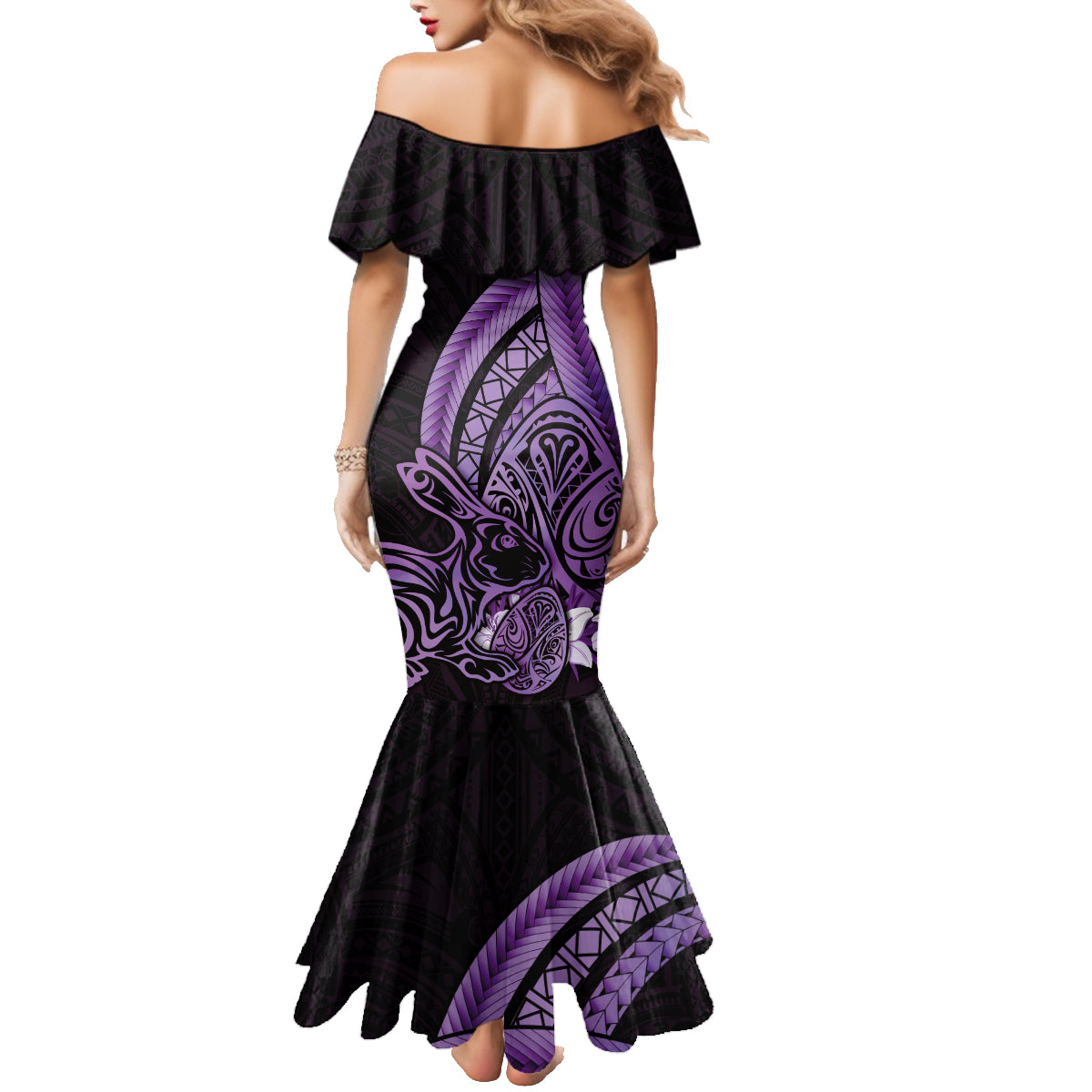 Purple Polynesia Easter Day Family Matching Mermaid Dress and Hawaiian Shirt Eggs With Bunny Polynesian Pattern LT14 - Polynesian Pride