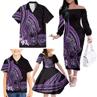 Purple Polynesia Easter Day Family Matching Off The Shoulder Long Sleeve Dress and Hawaiian Shirt Eggs With Bunny Polynesian Pattern LT14 - Polynesian Pride