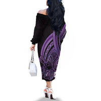Purple Polynesia Easter Day Family Matching Off The Shoulder Long Sleeve Dress and Hawaiian Shirt Eggs With Bunny Polynesian Pattern LT14 - Polynesian Pride