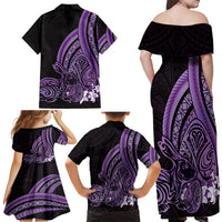 Purple Polynesia Easter Day Family Matching Off Shoulder Maxi Dress and Hawaiian Shirt Eggs With Bunny Polynesian Pattern LT14 - Polynesian Pride