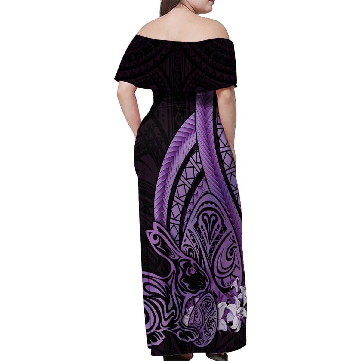Purple Polynesia Easter Day Family Matching Off Shoulder Maxi Dress and Hawaiian Shirt Eggs With Bunny Polynesian Pattern LT14 - Polynesian Pride